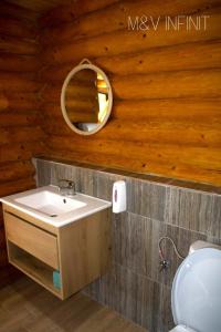 SălătrucelM&V Infinit的一间带水槽和镜子的浴室