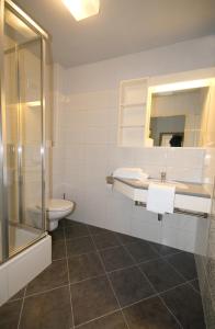 劳申瓦斯鲍尔酒店的浴室配有卫生间、盥洗盆和淋浴。