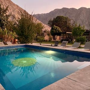 卢那欢纳Refugio de Santiago Ecolodge的水中绿色的游泳池