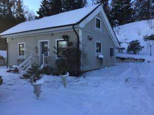 OlofstorpAirbnbEkåsberg的雪中的小房子