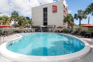 迈阿密Red Roof PLUS Miami Airport的酒店前方的大型游泳池