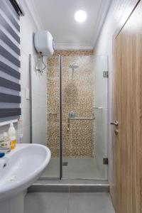 莱基W16 Water Front Apartments的带淋浴和盥洗盆的浴室