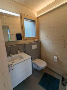施伦贝格TinyHouse - (D)ein Ferienhaus的一间带水槽、卫生间和镜子的浴室