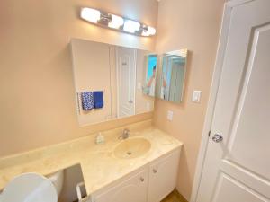 多伦多41 Huntsmill Blvd的一间带水槽和镜子的浴室