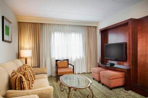 贝德福德公园芝加哥米德韦机场万豪酒店的带沙发和平面电视的客厅