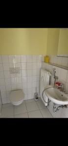 科隆Ferienwohnung Köln的一间带卫生间和水槽的浴室