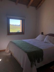 里韦拉Casa de campo的一间卧室设有一张大床和窗户