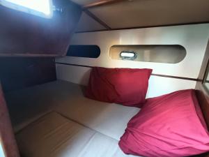 福尔米亚Barca a vela BREEZE的小房间,飞机上有红色枕头