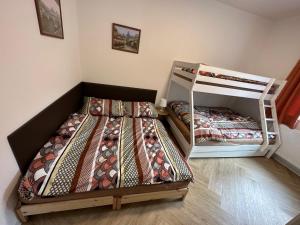 切尔尼杜尔Černý Důl 292的一间卧室配有两张双层床。