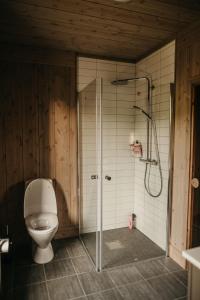 耶卢Nydelig moderne hytte på Geilo Kikut med høy standard - 4 senger 6 gjester的一间带卫生间和淋浴的浴室