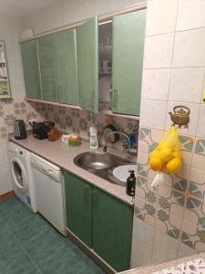 拉利内阿-德拉康塞普西翁room private bathroom in shared apartment 50m from Gibraltar的厨房配有水槽和洗衣机