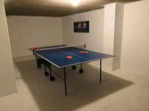UlefossHus i Telemarkskanalens hjerte的房间里的一张蓝色乒乓球桌
