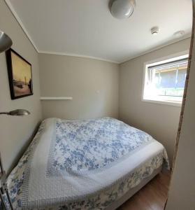 桑讷菲尤尔Cosy flat with 180cm wide very comfortable bed的一间卧室设有一张床和一个窗口