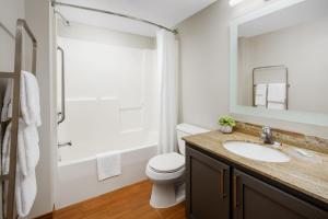 霍舍姆费城霍舍姆广场套房酒店的一间带水槽、卫生间和镜子的浴室