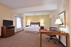 盖恩斯维尔黑马克特盖恩斯维尔汉普顿酒店的配有一张床和一张书桌的酒店客房