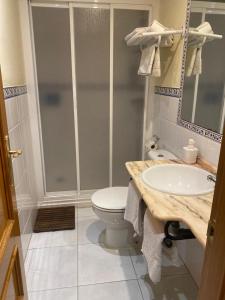 多列毛利诺斯玛利亚德尔卡门公寓酒店的浴室配有卫生间、盥洗盆和淋浴。