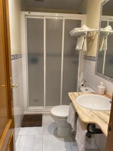 多列毛利诺斯玛利亚德尔卡门公寓酒店的带淋浴、卫生间和盥洗盆的浴室