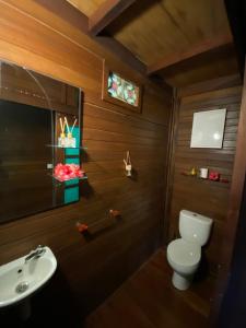 MahinaChalet Mahina的一间带卫生间和水槽的浴室