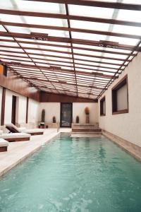 乌尤尼花园乌尤尼酒店的一个带大型天花板的室内游泳池