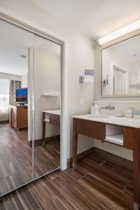 林伍德西雅图北部/林恩伍德汉普顿套房酒店 的一间带水槽和镜子的浴室