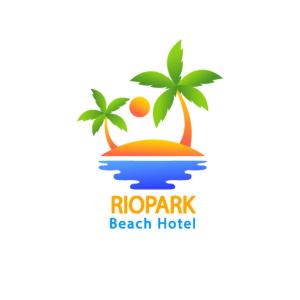 约帕尔RIOPARK BEACH HOTEL的两棵棕榈树的海滩酒店的标志