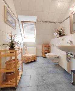 KaltenhofHaus am Meer 63的一间带卫生间和水槽的浴室