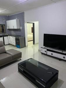 恩多拉Swiss Luxury Apartments的带沙发和平面电视的客厅