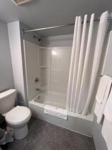 温尼伯克尔克弗尔德摩托酒店的白色的浴室设有卫生间和淋浴。
