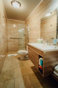 奥拉涅斯塔德RH Boutique Hotel Aruba的一间带水槽和卫生间的浴室