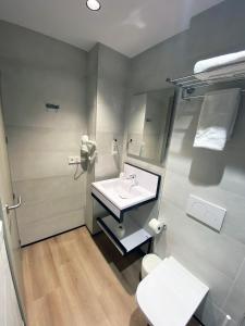 瓦伦西亚Hotel BESTPRICE Valencia的一间带水槽和卫生间的浴室