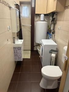 莫雄马扎尔古堡Star Street Home的一间带卫生间和水槽的小浴室