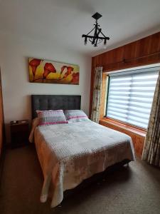 比亚里卡Habitación con baño privado A的一间卧室设有一张床和一个窗口