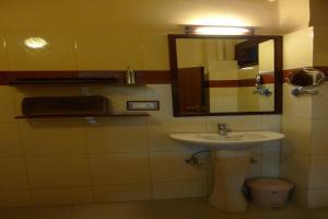加尔各答吉套房旅馆 的一间带水槽和镜子的浴室