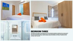 潘托皮芒Ocean Point B3的卧室配有一张床和一间浴室的两张照片