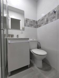 瓦伦西亚Apartamento delux2的白色的浴室设有卫生间和水槽。