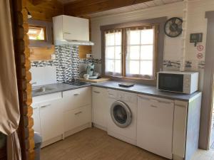 勒泰克Chalet的厨房配有洗衣机和微波炉。