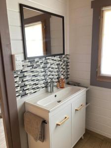 勒泰克Chalet的一间带水槽和镜子的浴室