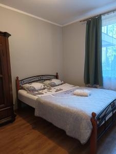 沃姆扎Apartament Parkowy 24h的一间卧室设有一张床和一个窗口