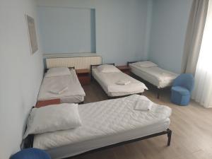 罗兹威拉码头旅馆的一间医院间,配有三张床和椅子