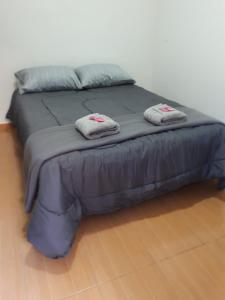 Sáenz PeñaHOSTEL RESIDENCIAL SAENZ PEÑA的床上有两条毛巾