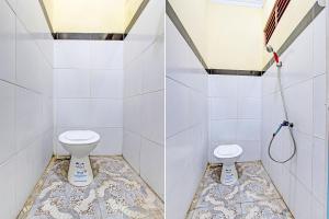 普兰巴南SPOT ON 93007 Guest House Lestari的浴室设有卫生间和淋浴,两幅图片