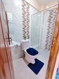 内罗毕Luxe Happy Home 254 Furnished Apartments的一间带卫生间和淋浴的浴室