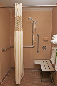 诺福克诺福克机场汉普顿套房酒店的浴室内配有淋浴帘。