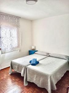 塞维利亚Apartamento zona Palacio de las Dueñas y las Setas的一间卧室设有两张床和窗户。