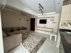 赫尔格达Apartment Hossam 1的带沙发和电视的客厅