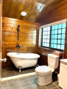 福兴薔薇谷 民宿字108號的带浴缸和卫生间的浴室。