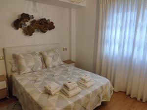 阿维莱斯Los Caños de Rivero, con GARAJE y WIFI, VUT-4366-AS的一间卧室配有带毛巾的床