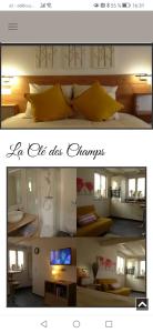 盖斯波尔塞姆Gîte de la bonne étoile的卧室和客厅的照片拼合在一起