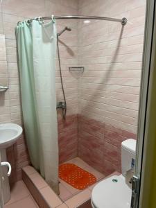 GarniGarni Bread House的带淋浴、卫生间和盥洗盆的浴室
