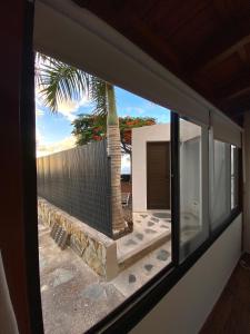 弗龙特拉CASITA LAS VISTAS的从棕榈树房子的窗户欣赏美景
